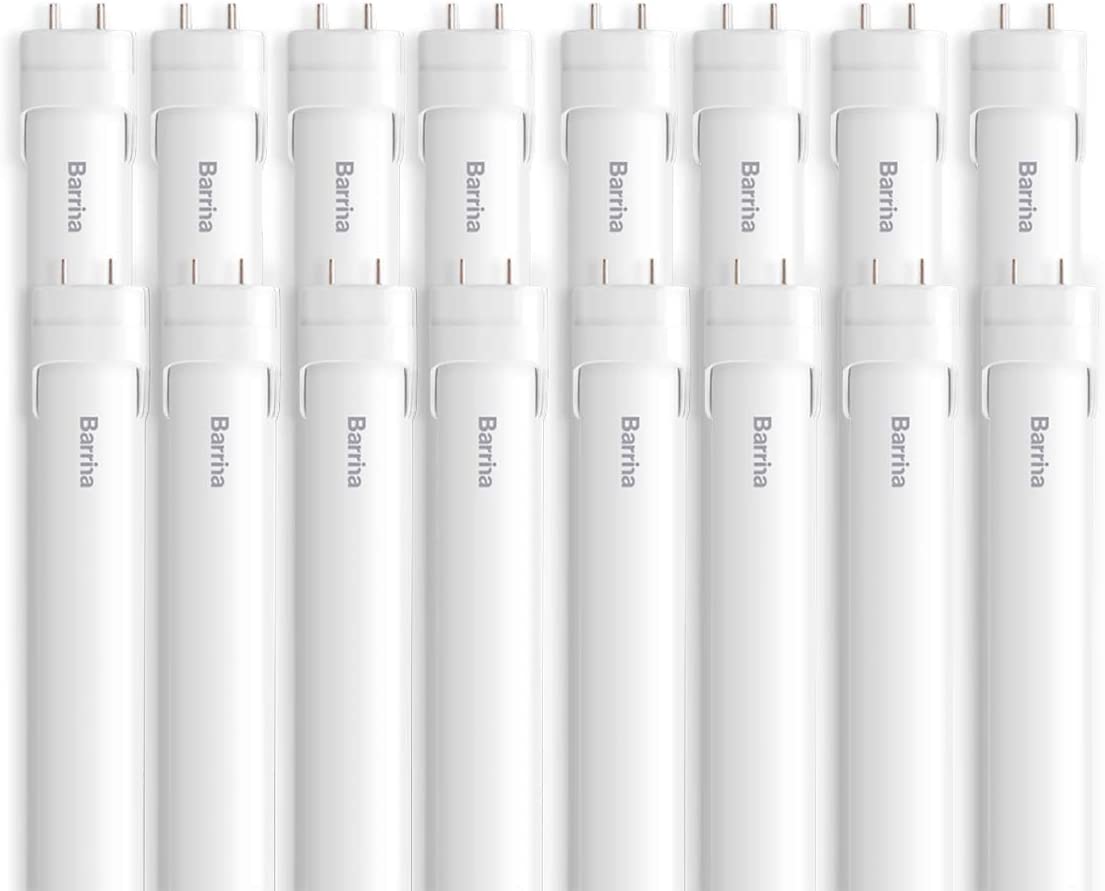 Barrina T8 T10 T12 LED Tube Lights, Dual-End Powered, Remove Ballast, Type B Bulbs, 8FT, FA8, 44W, 6500K Super Bright, 5500LM, LED Replacement for Fluorescent Tubes, Clear Cover, 4 Pack