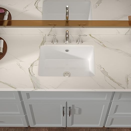 Undermount Bathroom Sink - Lordear 18x12.5 Inch Bathroom Vanity Sink Undermount Rectangle White Porcelain Ceramic Bathroom Under Counter Lavatory Vanity Sink Basin with Overflow