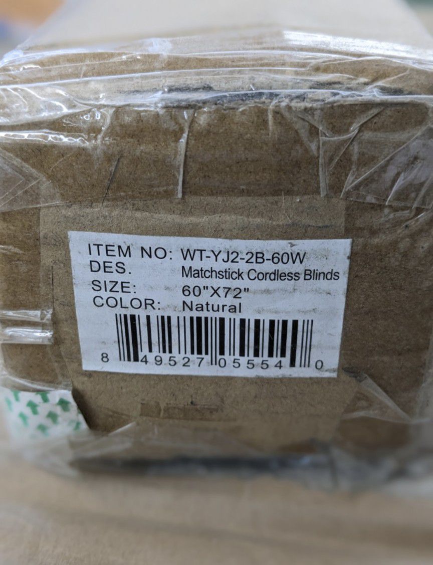 Matchstick Cordless Window Shade - Natural 60" W x 72" L