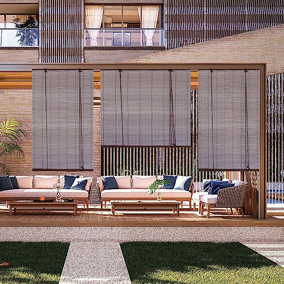 Bamboo Blinds, Bamboo Roll Up Shades for Windows, Light Filtering Bamboo Roller Shades for Indoor Outdoor Home Patio Porch 72" W X 72" L