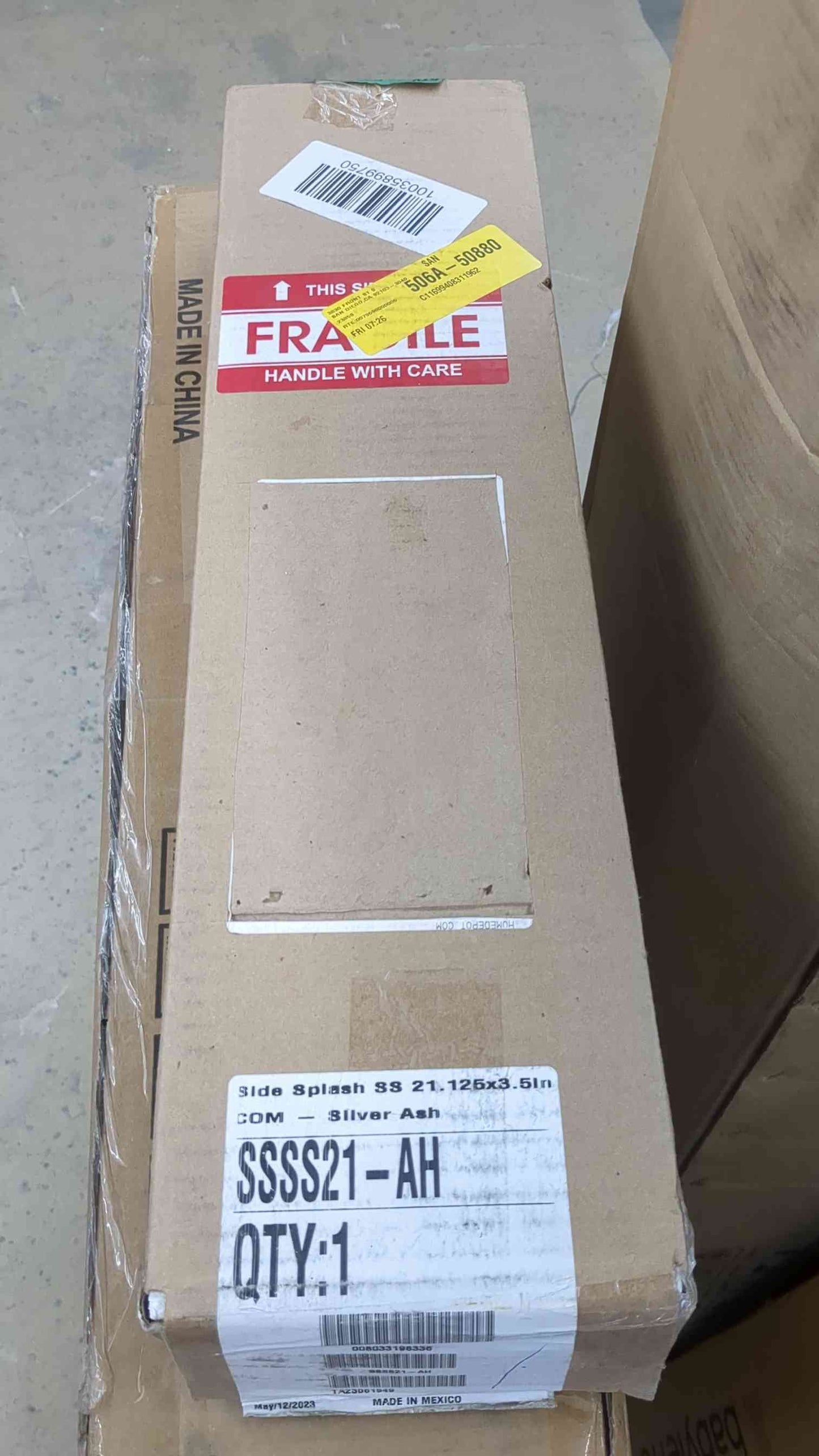 21 in. W Cultured Marble Vanity Sidesplash in Silver Ash