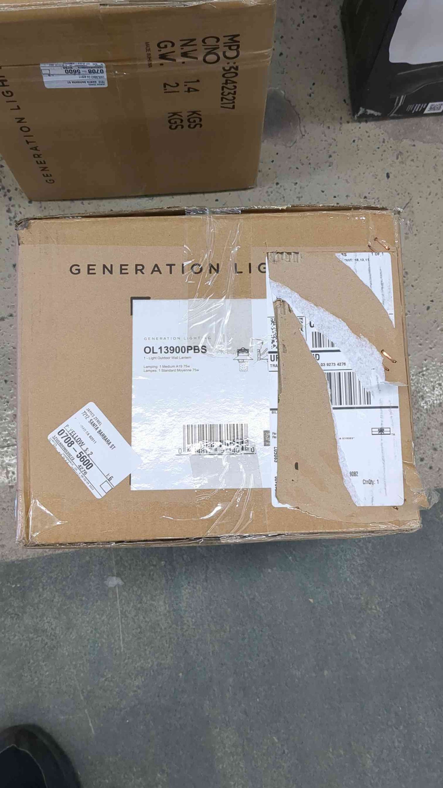 Generation Lighting Boynton 1-Light Painted Brushed Steel Finish Outdoor 10.75 in. Wall Lantern Sconce