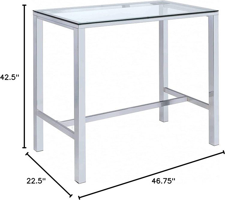 Coaster Home Furnishings Tolbert Bar Table with Glass Top Chrome