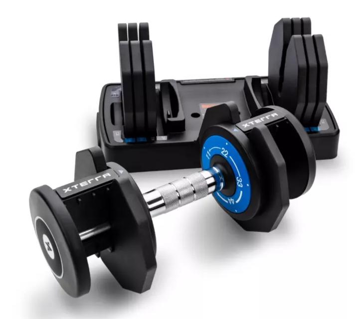 Xterra 55 Lb Adjustable Dumbbells (2) with Stand