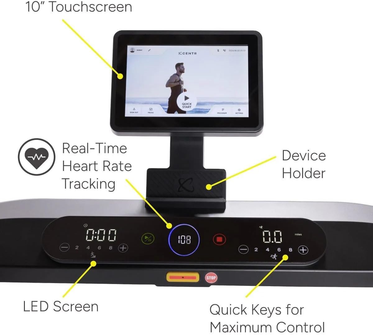Centr Runr-S Folding Treadmill With 10” Touchscreen