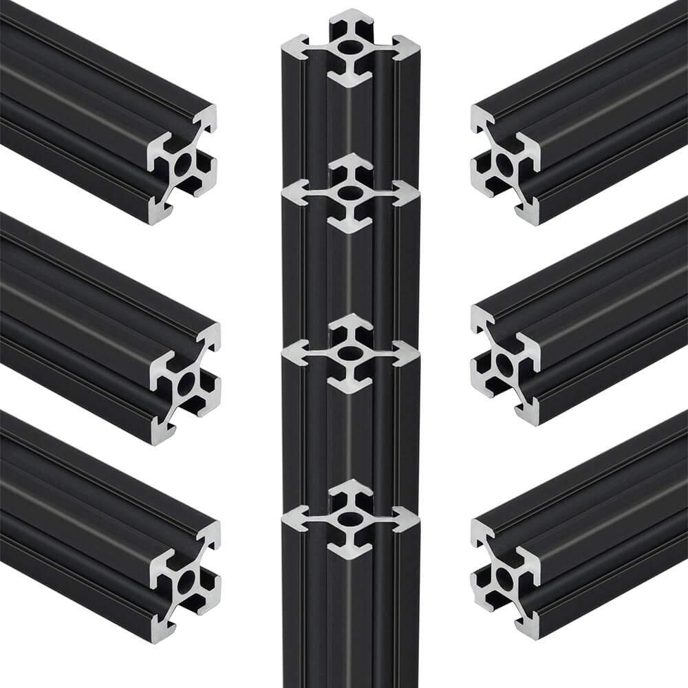 10pcs 1000mm T Slot 2020 Aluminum Extrusion European Standard Anodized Linear Rail for 3D Printer Parts and CNC DIY Black(39.4inch)