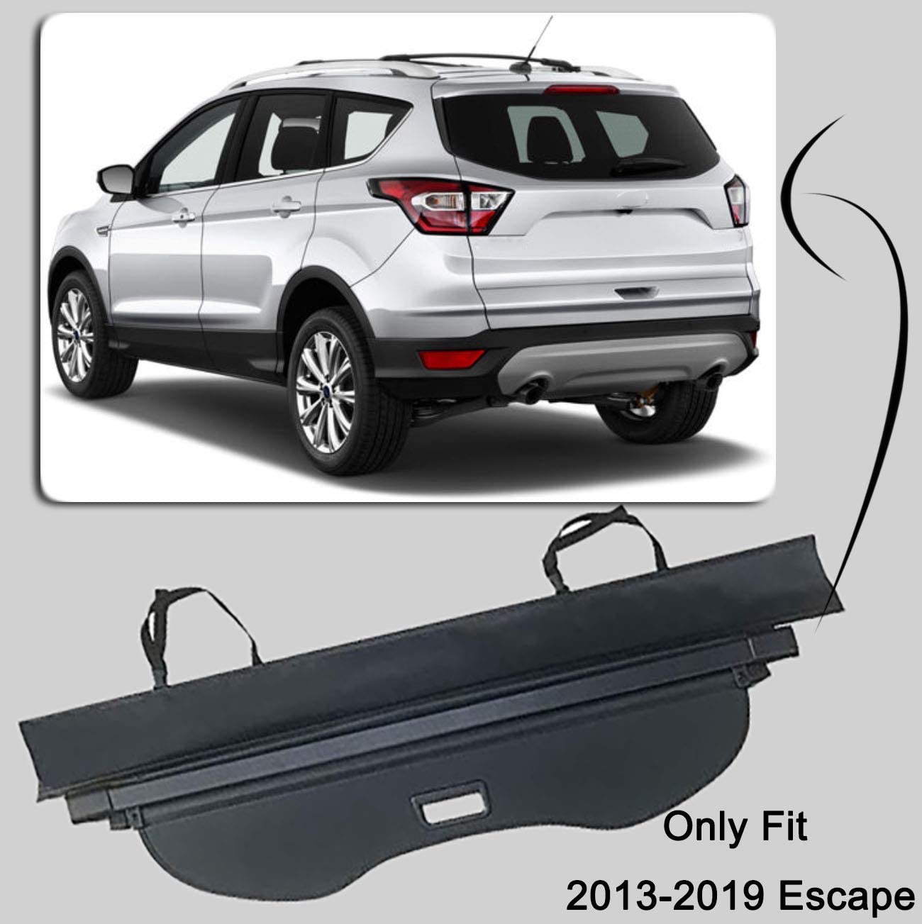 Cargo Cover for 13-18 Ford Escape 2019 Cargo Cover Trunk Shielding Shade Black