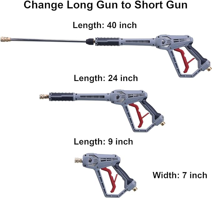 RIDGE WASHER Pressure Washer Gun with Extension Wand, Power Washer Gun with M22 Fitting, 5 Nozzle Tips with Nozzle Holder, 40 Inch, 4500 PSI