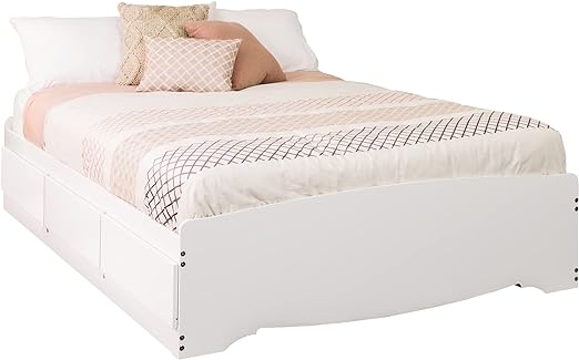 Full Platform Storage Bed with 6 Drawers, White