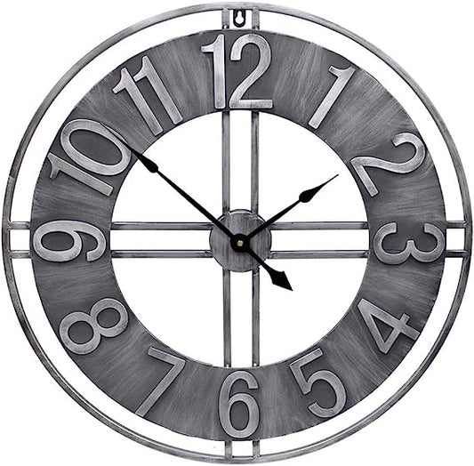 30" Large Wall Clock Decorative Solid Metal Retro Décor for Home Farmhouse Living Room