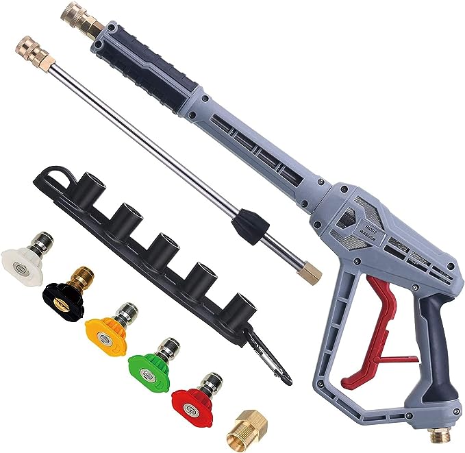 RIDGE WASHER Pressure Washer Gun with Extension Wand, Power Washer Gun with M22 Fitting, 5 Nozzle Tips with Nozzle Holder, 40 Inch, 4500 PSI