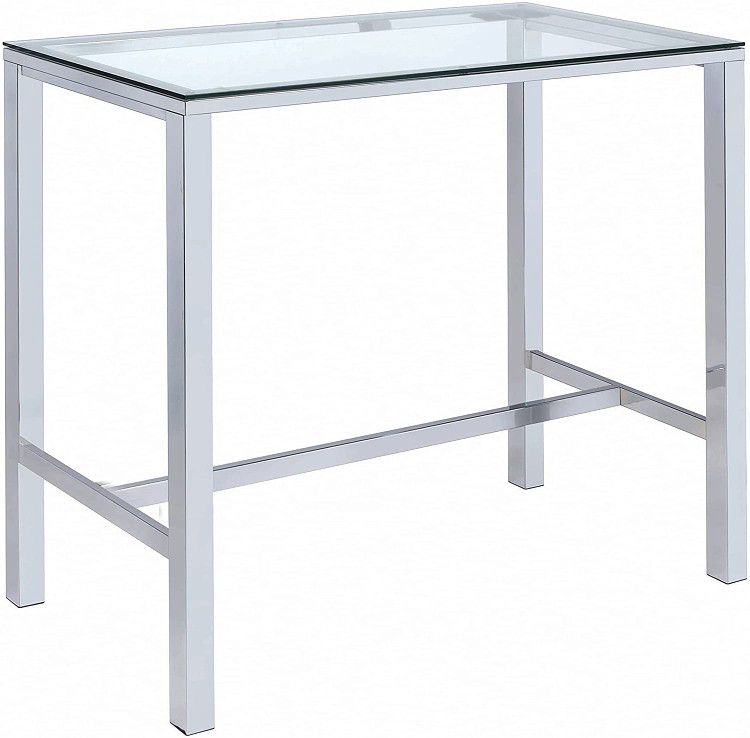 Coaster Home Furnishings Tolbert Bar Table with Glass Top Chrome