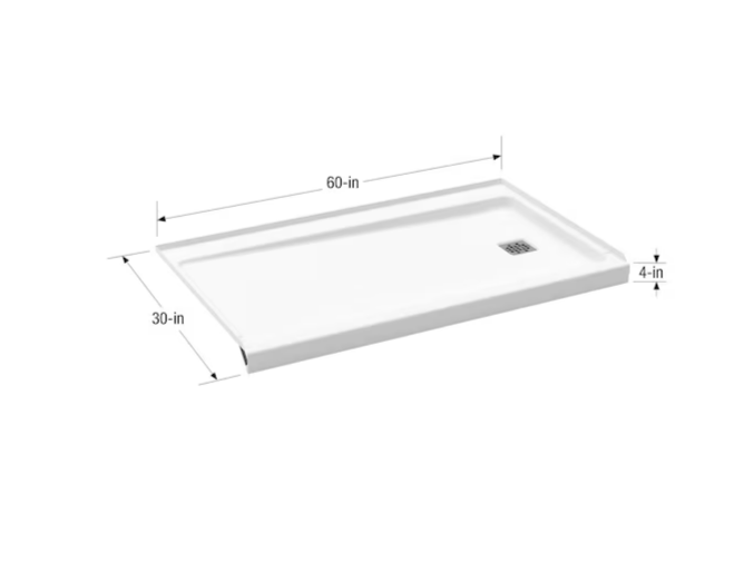 Mansfield Pro-Fit 30-in W x 60-in L with Right Drain Rectangle Shower Base (White)