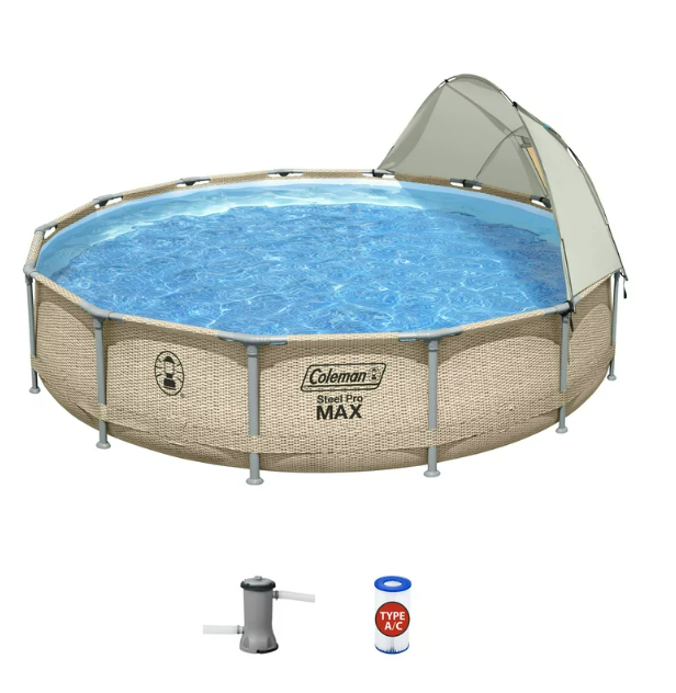 Coleman Steel Pro Max 14' x 33" Round Metal Frame Above Ground Pool Set