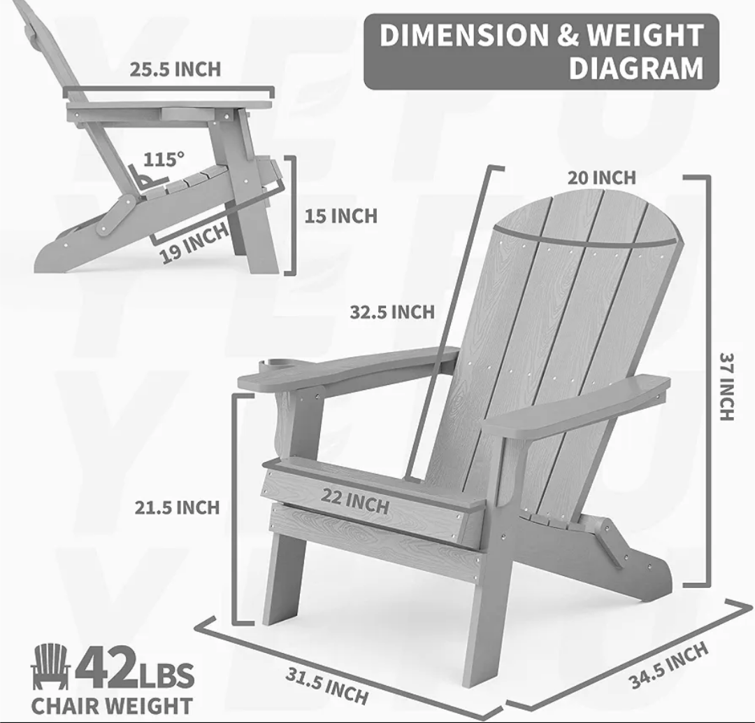 Lawn Chair with Weather Resistant for Outside Deck Lawn Garden